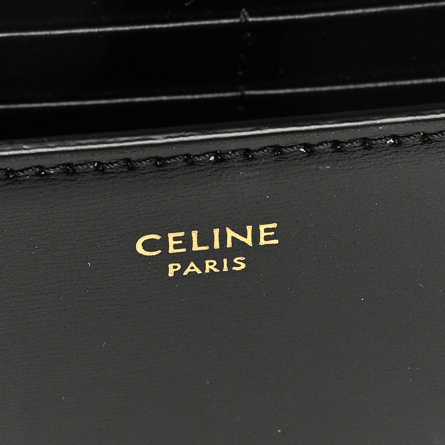 Shiny Calfskin Triomphe Margo Wallet on Chain Black