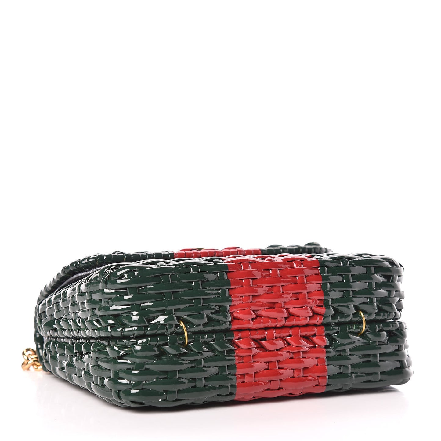 Glazed Wicker Stripe Mini Cestino Shoulder Bag Green