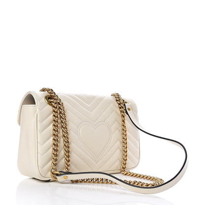 Gucci Calfskin Matelasse Small GG Marmont Shoulder Bag White 3 of 9