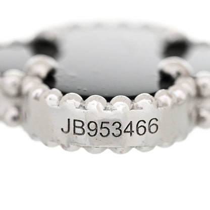 Van Cleef & Arpels 18K White Gold Diamond Black Onyx 5 Motifs Vintage Alhambra Bracelet 4 of 6