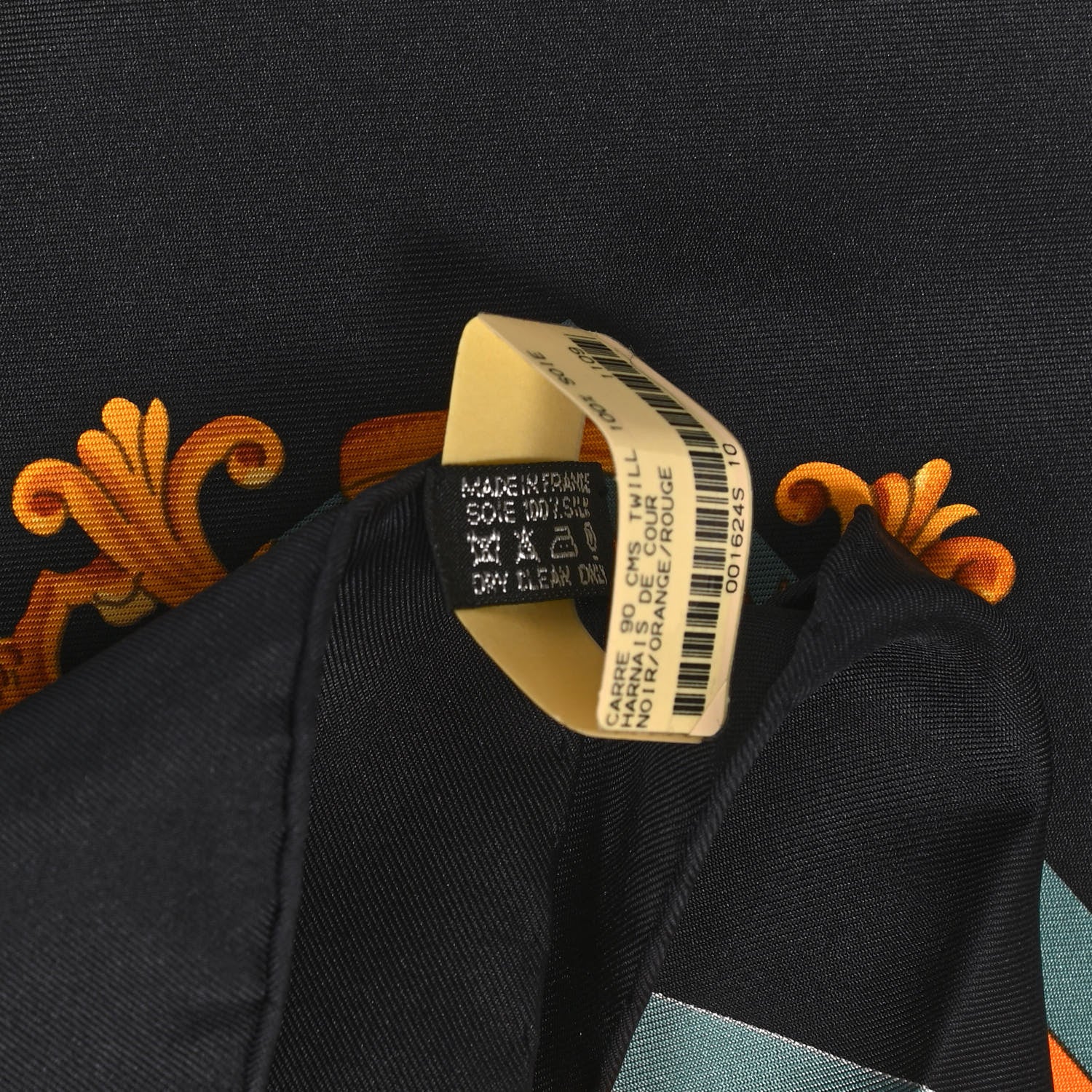 Hermes Silk Harnais De Cour Scarf 90 Black Orange Rouge 5 of 6