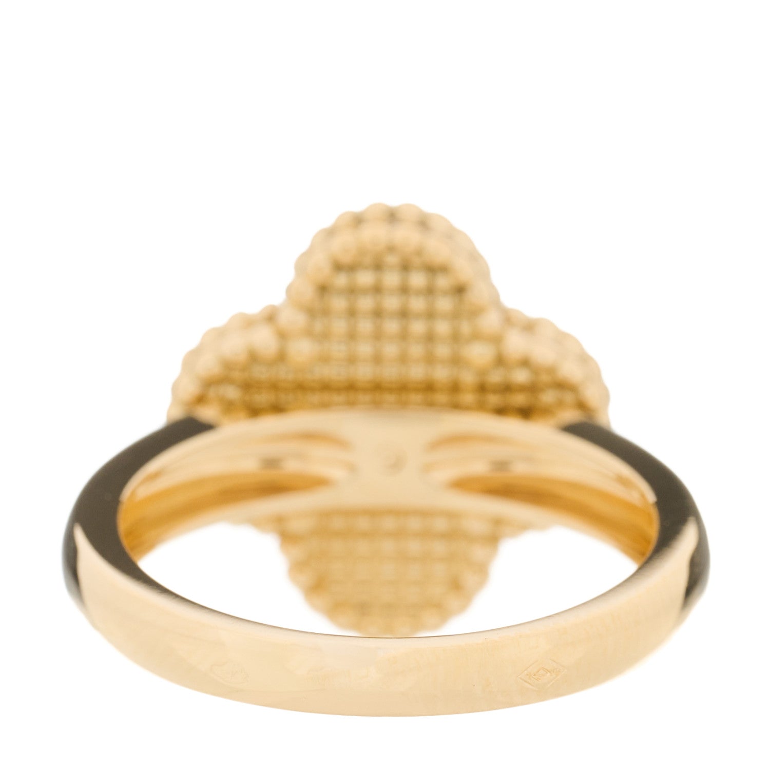 Van Cleef & Arpels 18K Yellow Gold Diamond Mother of Pearl Vintage Alhambra Ring 53 6.5 4 of 6