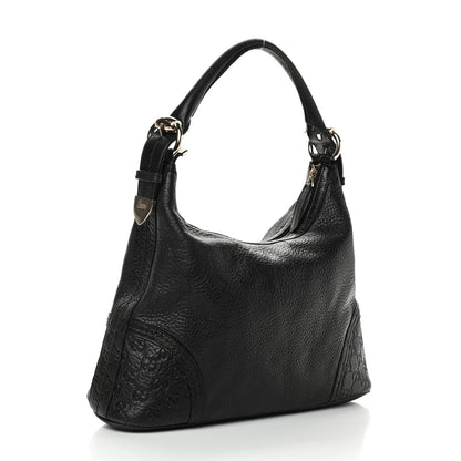 Gucci Pebbled Calfskin Guccissima Trim Medium Signoria Hobo Black 3 of 12