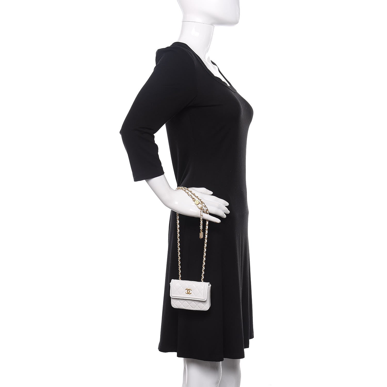 Chanel Shiny Aged Calfskin Quilted Waist Belt Bag White 4 of 12