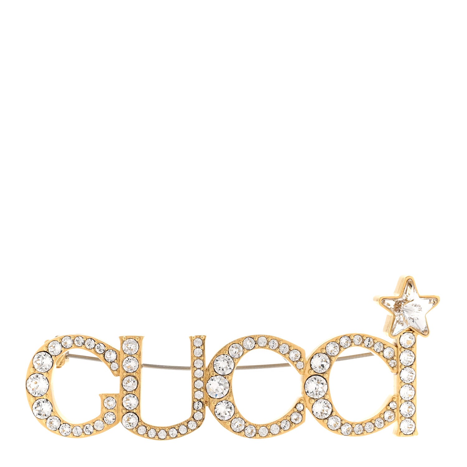 Gucci Metal Crystal Gucci Brooch Gold 1 of 6