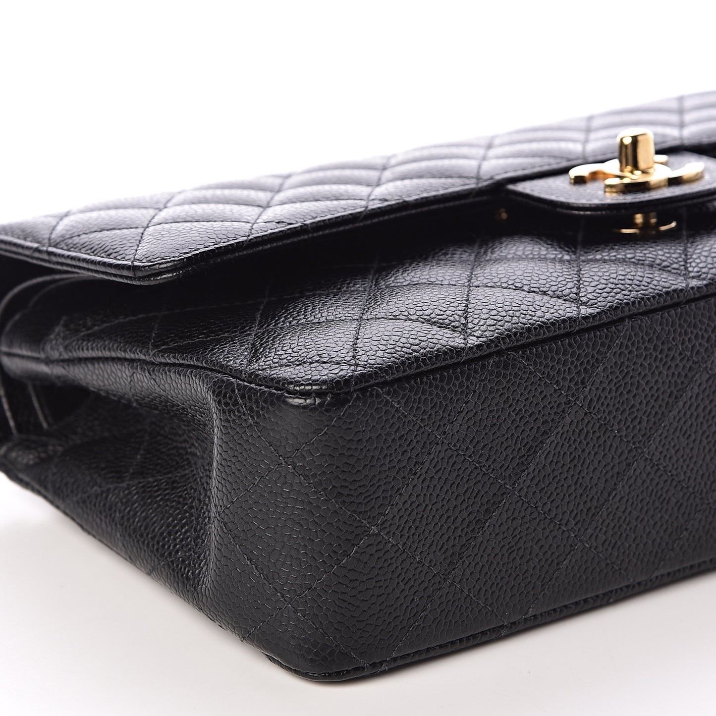 Caviar Quilted Medium Double Flap Black