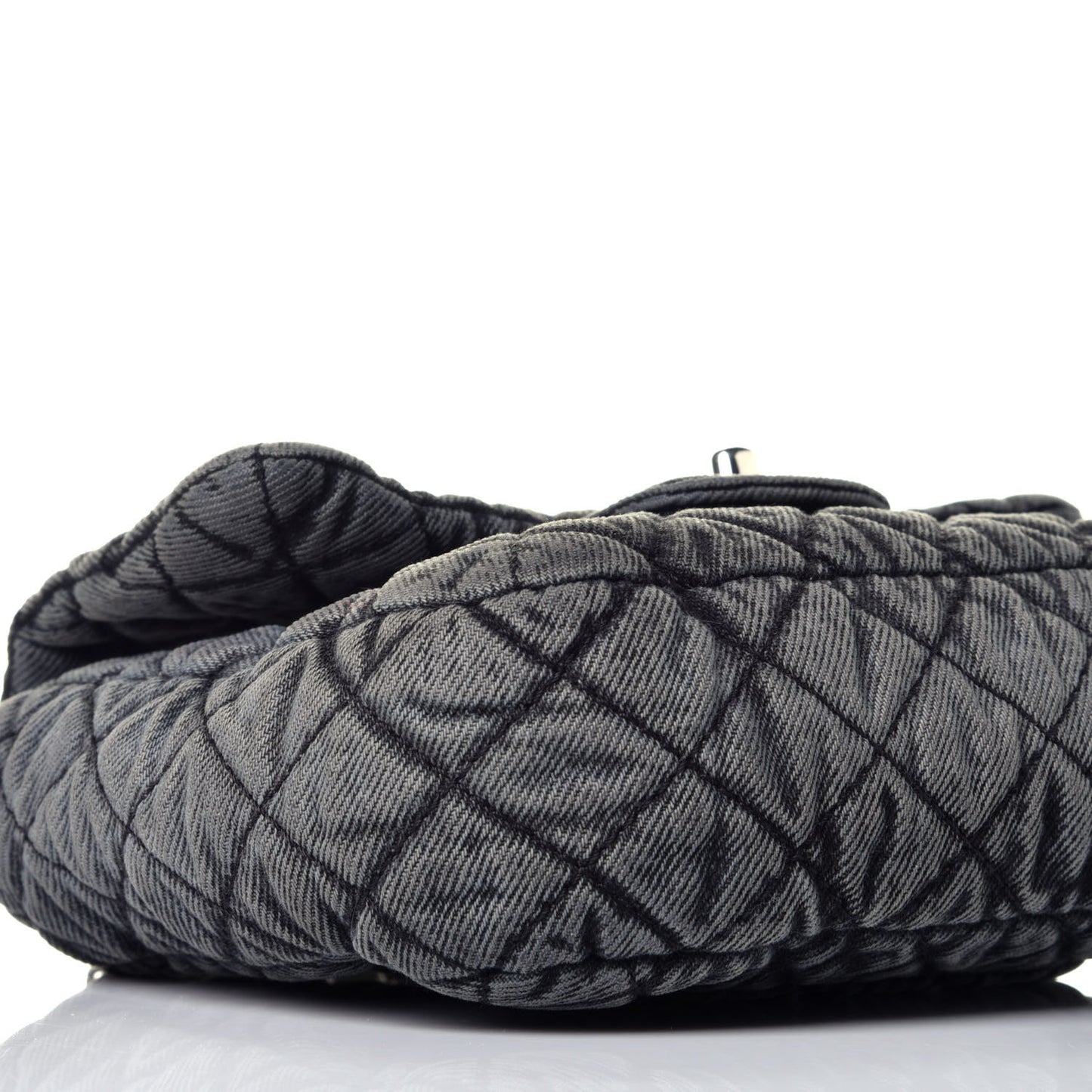 Washed Denim Quilted Small Denimpression Flap Grey Black
