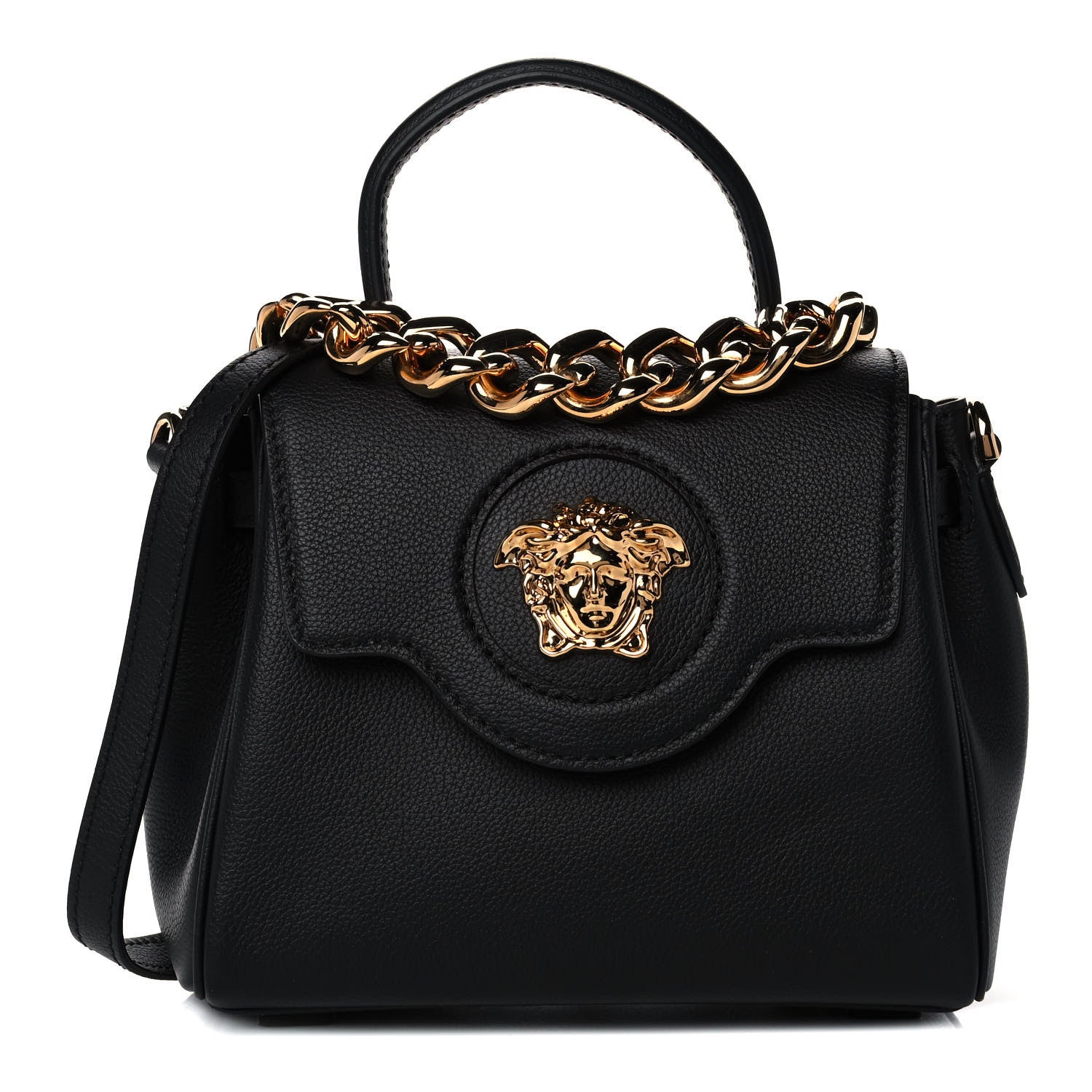 Versace Grained Calfskin Small La Medusa Top Handle Bag Black 1 of 12