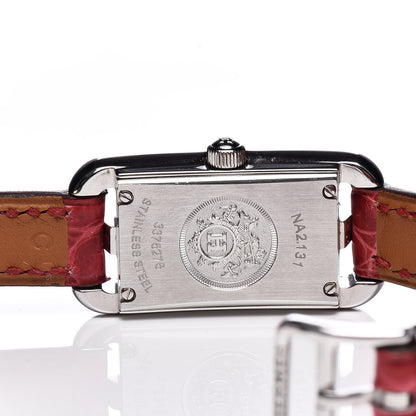 Hermes Stainless Steel Alligator Diamond 17mm Nantucket Jete De Diamants Quartz Watch Braise 5 of 9