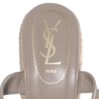 Saint Laurent Patent Malo Platform Espadrille Wedge Sandals 38 Beige 7 of 8