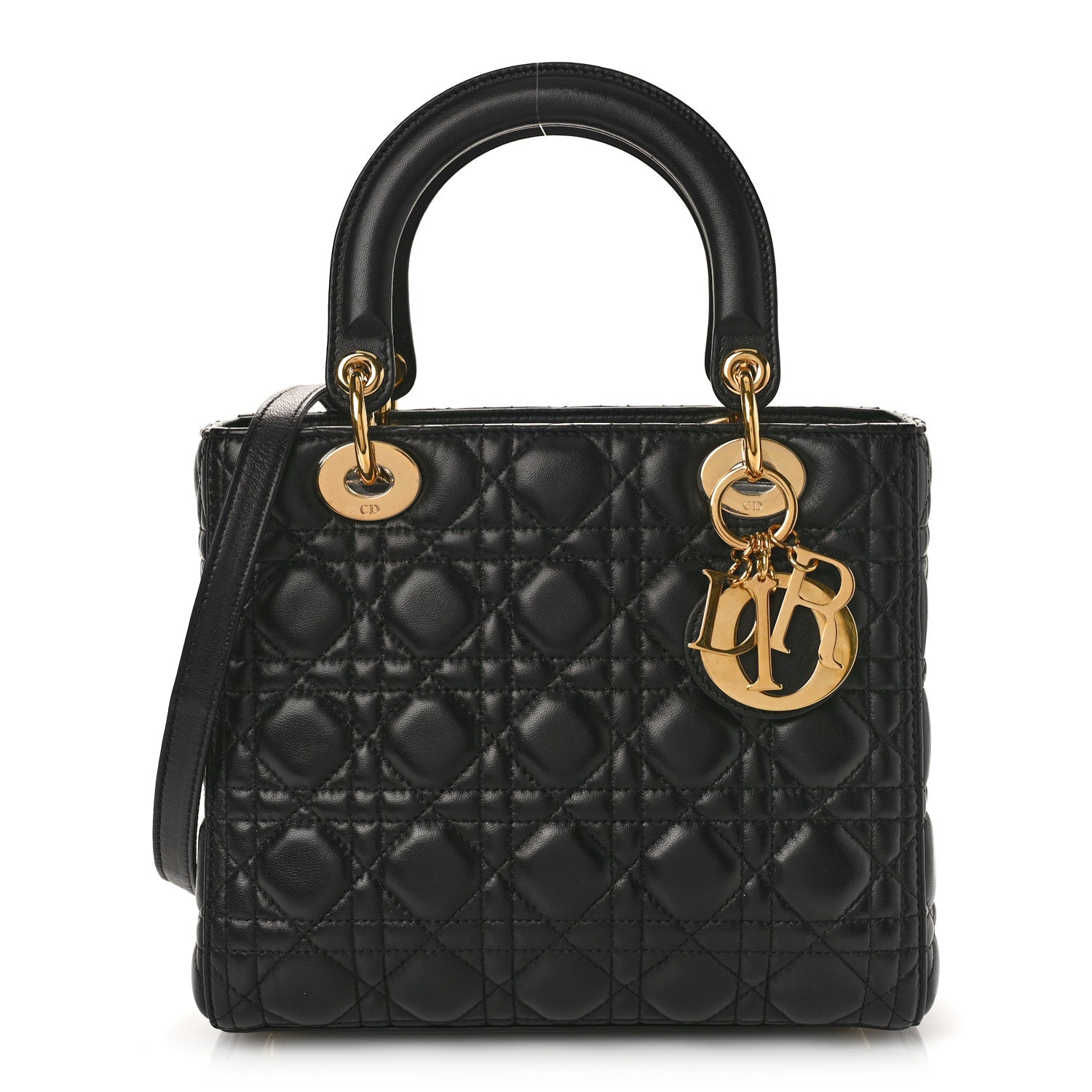 Christian Dior Lambskin Cannage Medium Lady Dior Black 1 of 9