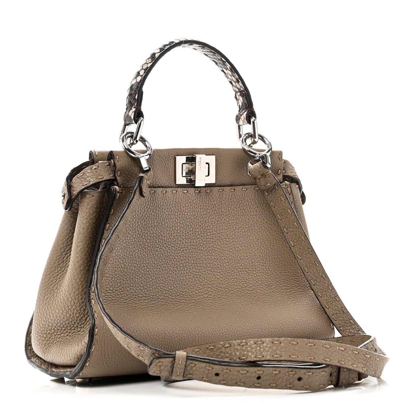 Cuoio Romano Snakeskin Selleria Mini Peekaboo Iconic Satchel Roccia Corda