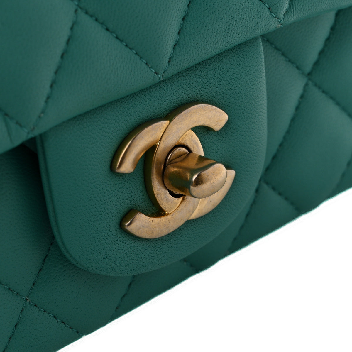 Lambskin Quilted Mini Rectangular Flap Turquoise
