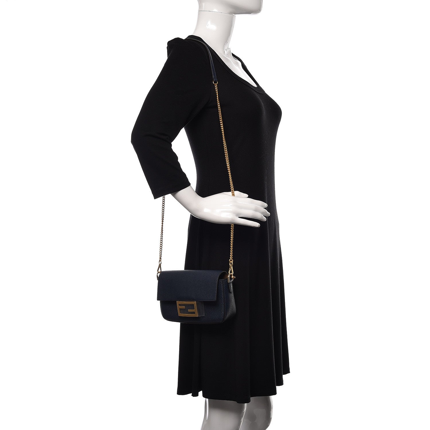 Fendi Cuoio Romano Mini Baguette Indaco 2 of 10