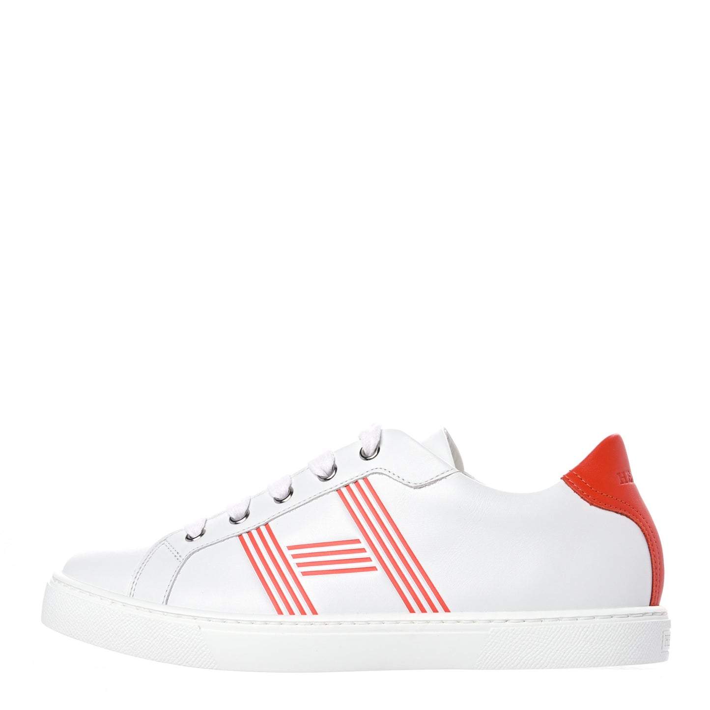 Calfskin Womens Advantage Sneakers 38.5 White Orange