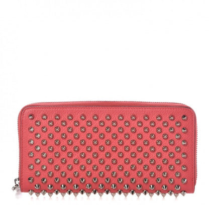 Christian Louboutin Calfskin Empire Panettone Spiked Zip Around Wallet Begonia 1 of 7