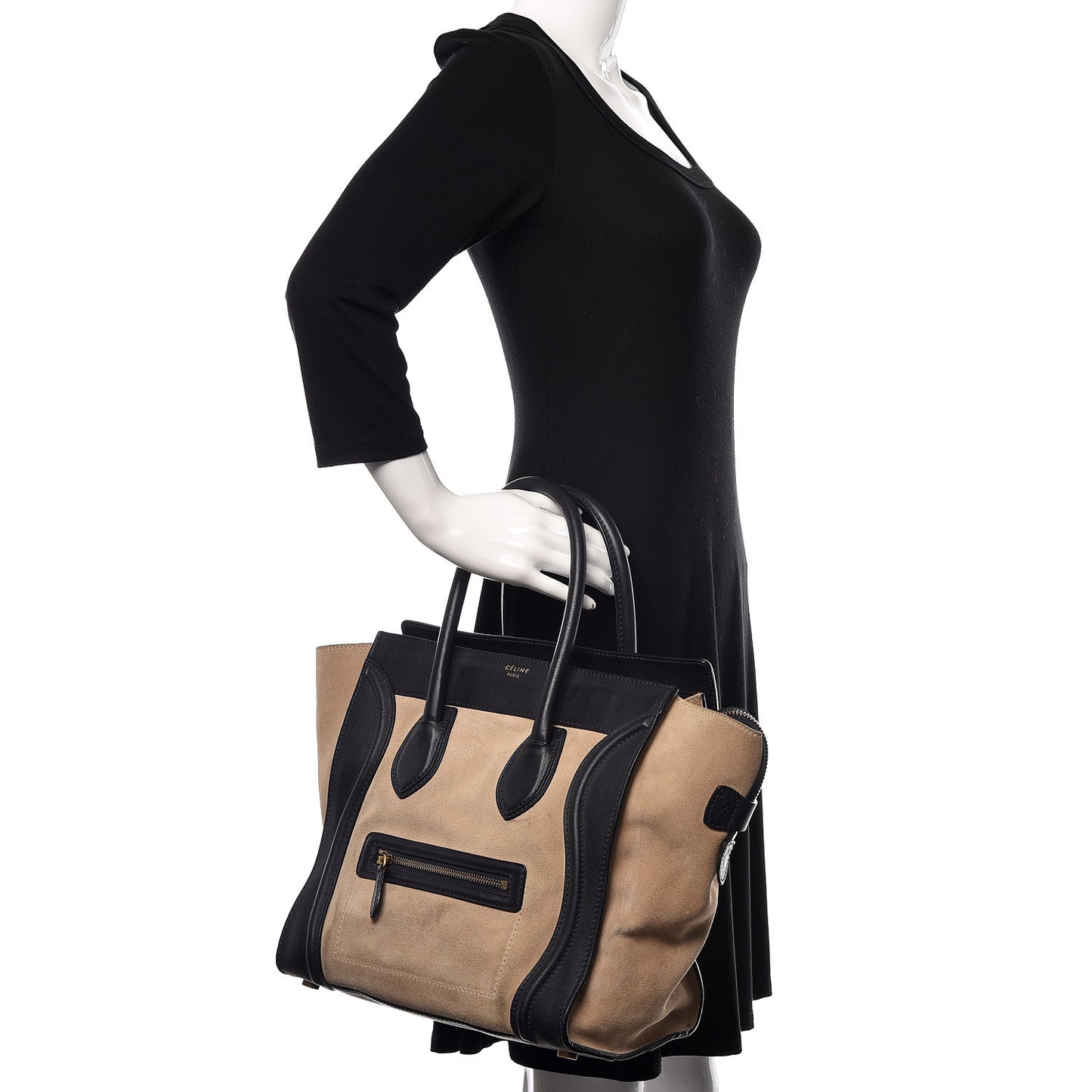 Smooth Calfskin Suede Mini Bi-Color Luggage Navy Dune