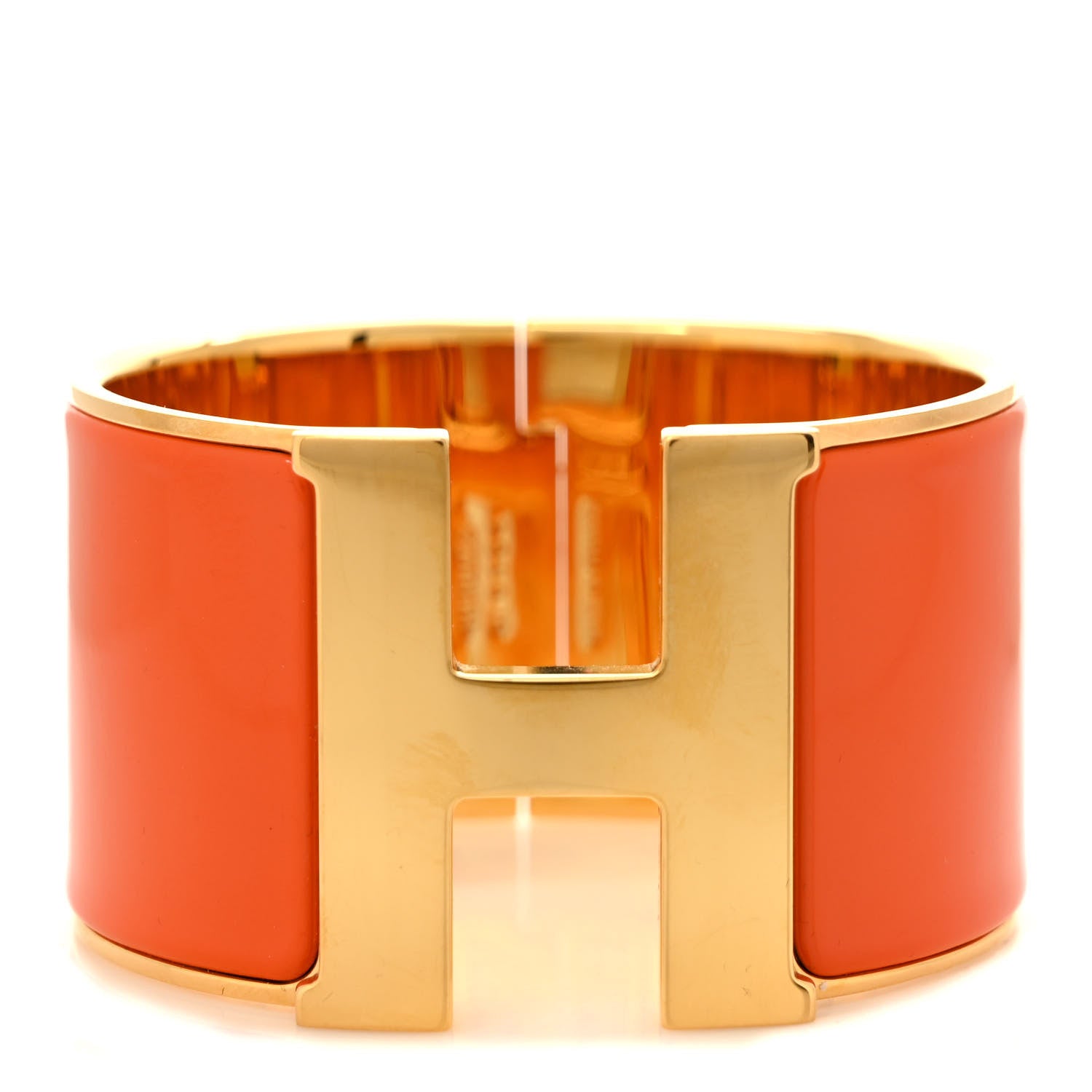 Hermes Enamel Extra Wide Clic Clac H Bracelet GM Orange 1 of 5