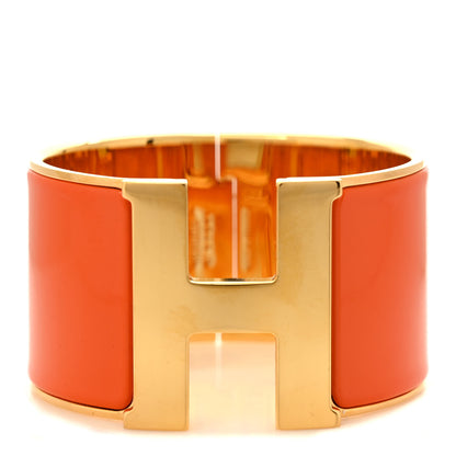 Hermes Enamel Extra Wide Clic Clac H Bracelet GM Orange 1 of 5