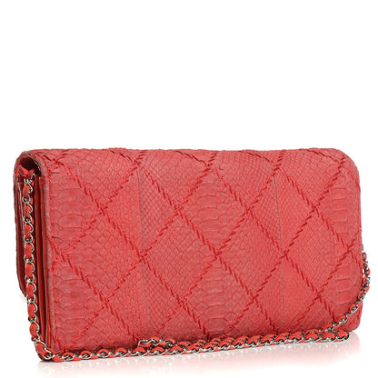 Chanel Matte Snakeskin Ultimate Stitch Flap Clutch With Chain Red 3 of 8