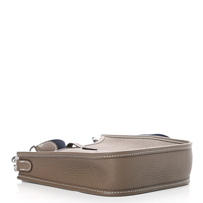 Hermes Taurillon Clemence Amazone Evelyne TPM Etoupe Bleu Indigo 4 of 11