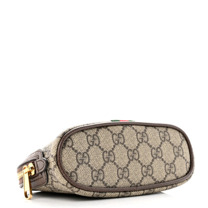 Gucci GG Supreme Monogram Textured Calfskin Web Medium Ophidia Cosmetic Case Beige Ebony New Acero 4 of 8