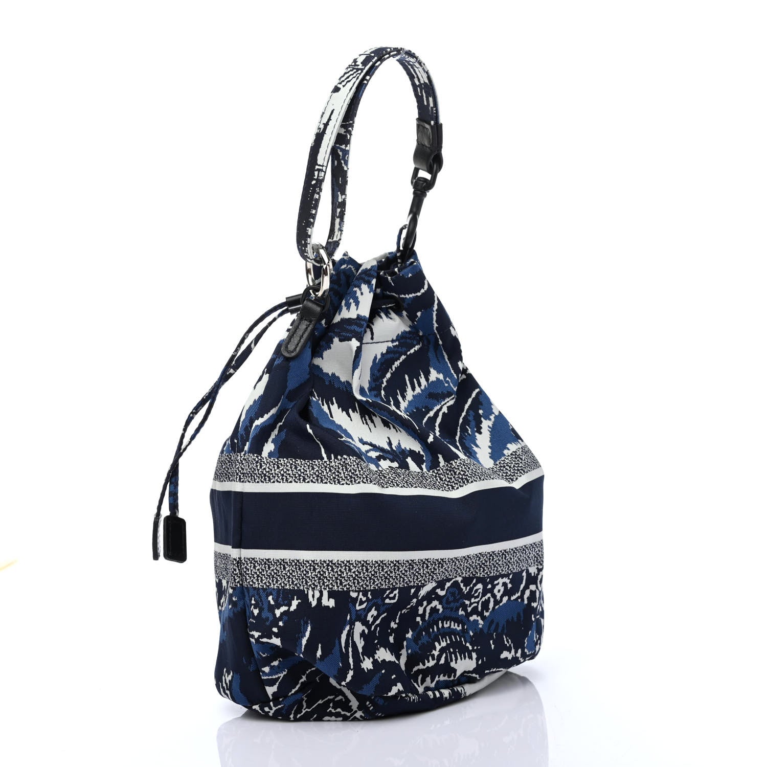 Christian Dior Embroidered Palm Tree Toile De Jouy Canvas Mini Bucket Bag Blue 2 of 4