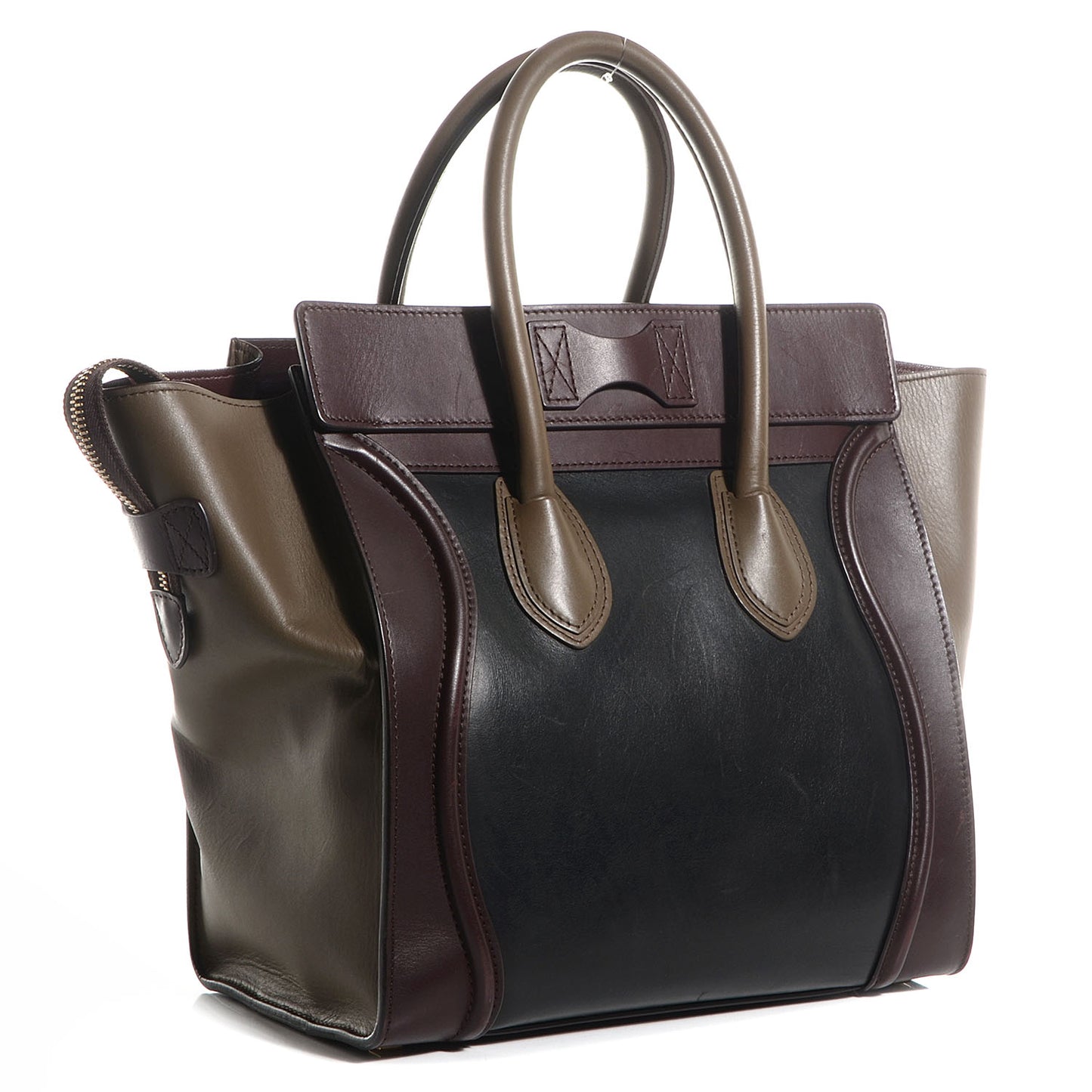 Smooth Calfskin Mini Tri-Color Luggage Black
