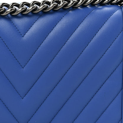 Chanel Lambskin Chevron Quilted New Medium Boy Flap Bright Blue 8 of 15