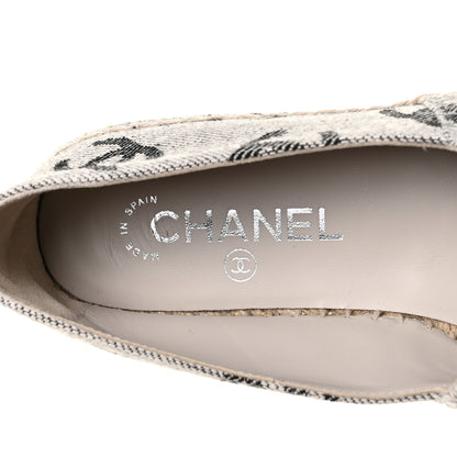 Chanel Cotton Jacquard Grosgrain CC Print Espadrilles 38 Grey Black 8 of 10