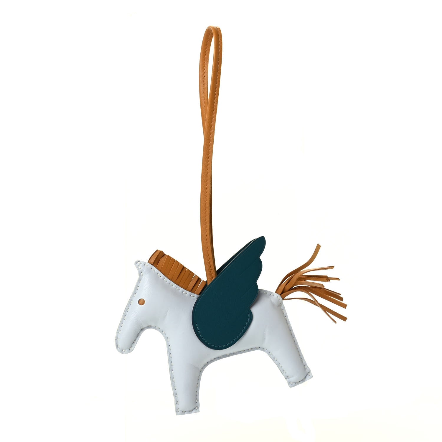 Hermes Milo Lambskin Grigri Rodeo Pegase Horse Bag Charm MM Bleu Brume Sesame Vert Bosphore 1 of 5