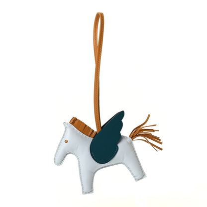 Hermes Milo Lambskin Grigri Rodeo Pegase Horse Bag Charm MM Bleu Brume Sesame Vert Bosphore 1 of 5
