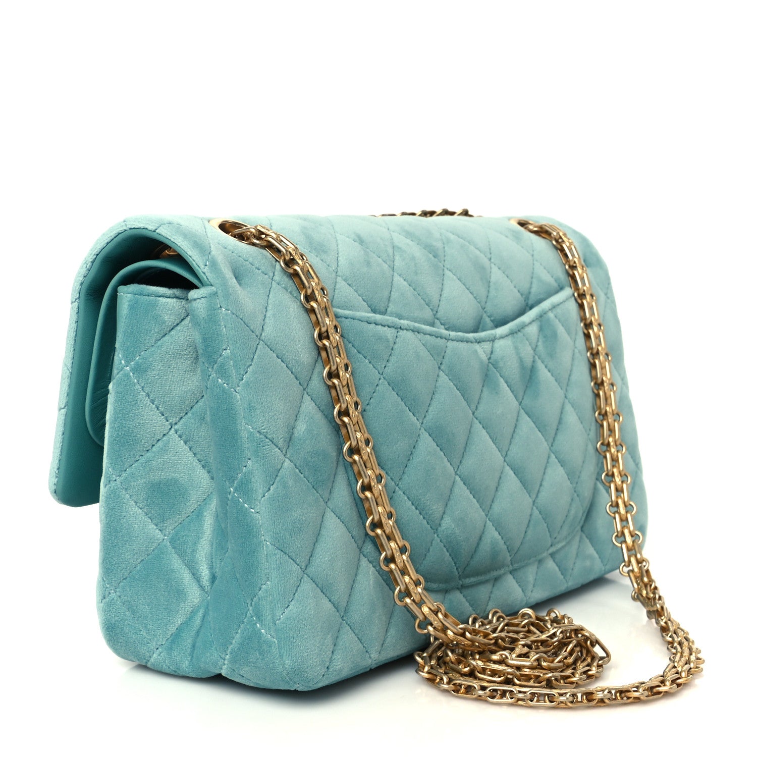 Chanel Velvet Quilted 2.55 Reissue 225 Flap Light Blue 3 of 11