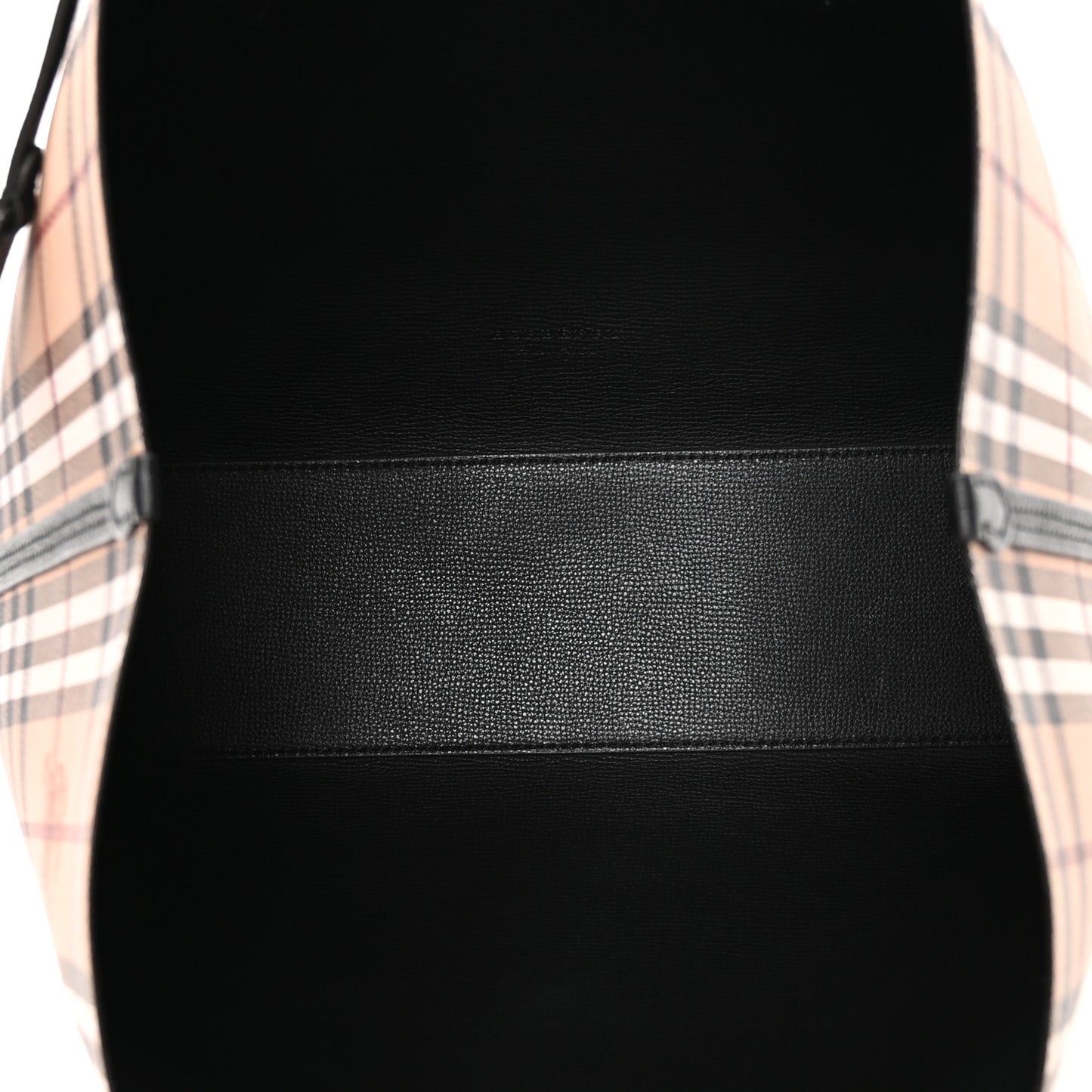 Grainy Calfskin Haymarket Check Medium Reversible Tote Black