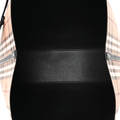 Burberry Grainy Calfskin Haymarket Check Medium Reversible Tote Black 8 of 17