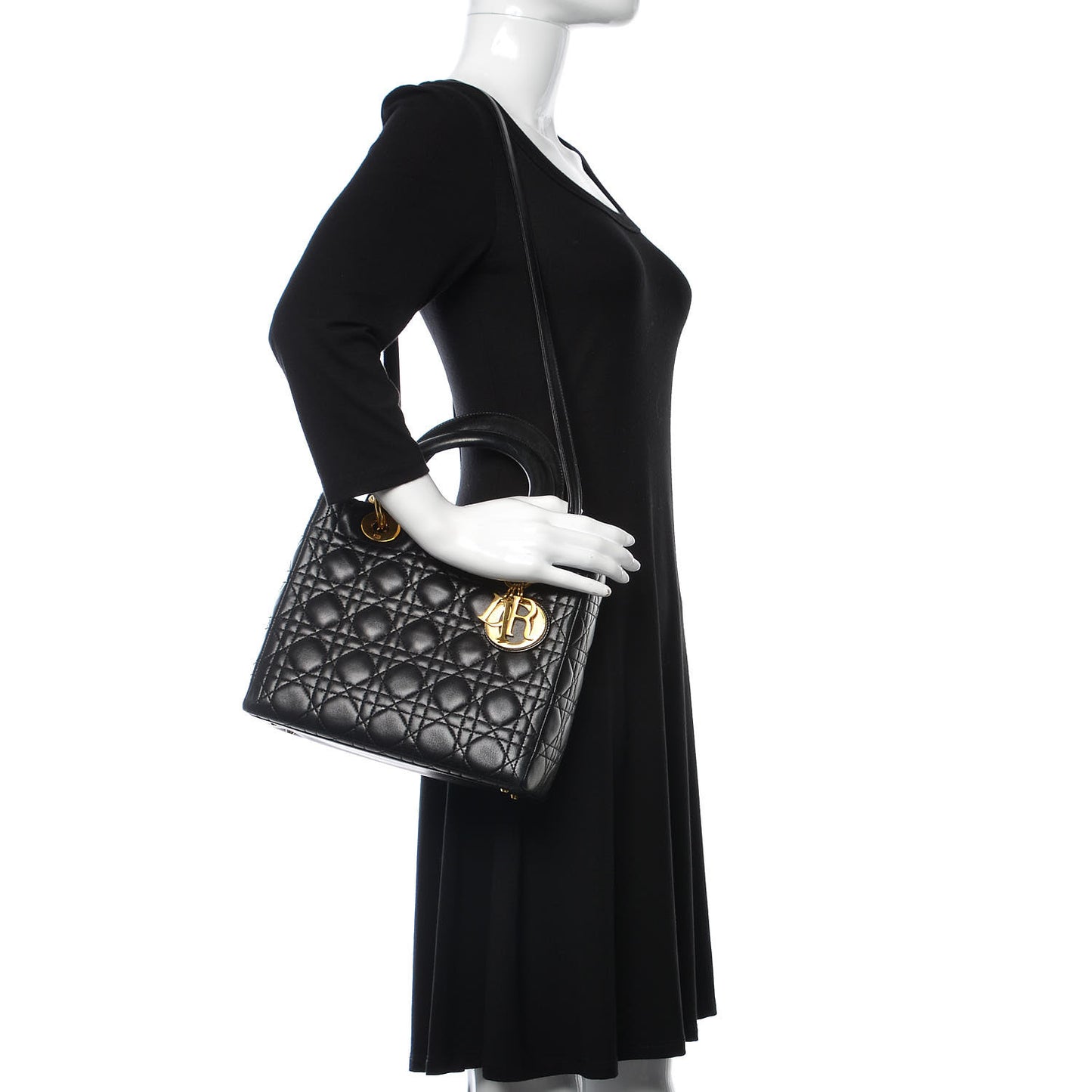 Lambskin Cannage Medium Lady Dior Black