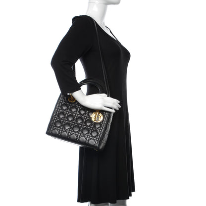 Christian Dior Lambskin Cannage Medium Lady Dior Black 3 of 17