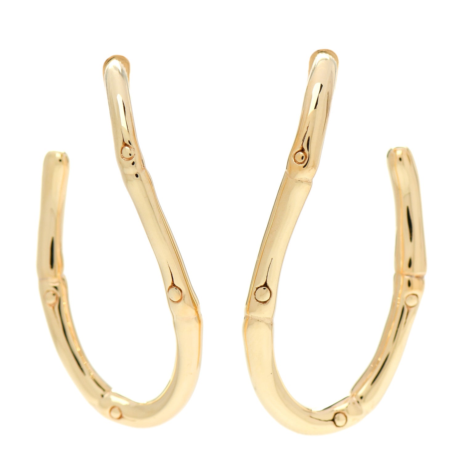John Hardy 18K Yellow Gold Bamboo Twist Hoop Earrings 1 of 6