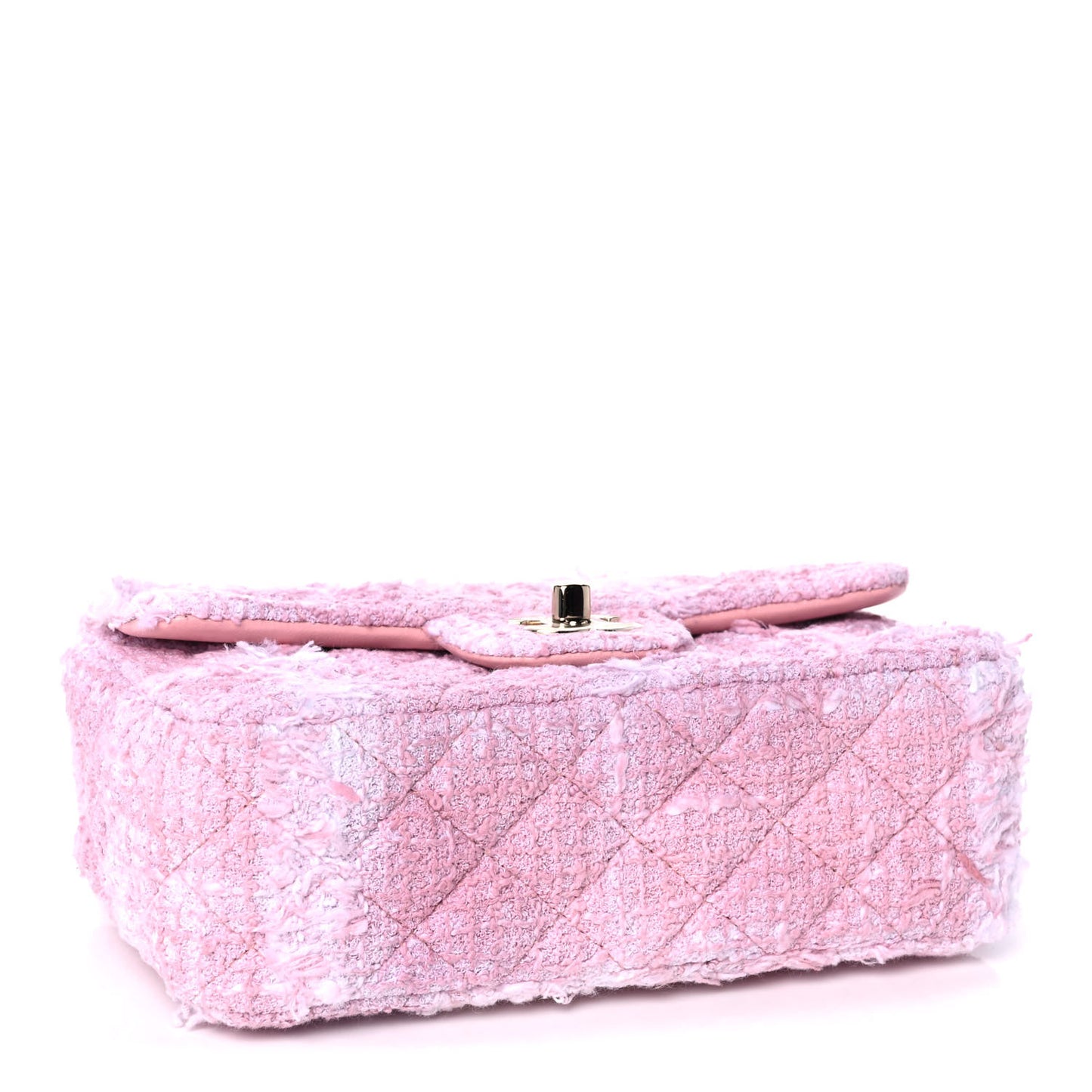 Tweed Quilted Mini Rectangular Flap Light Pink White