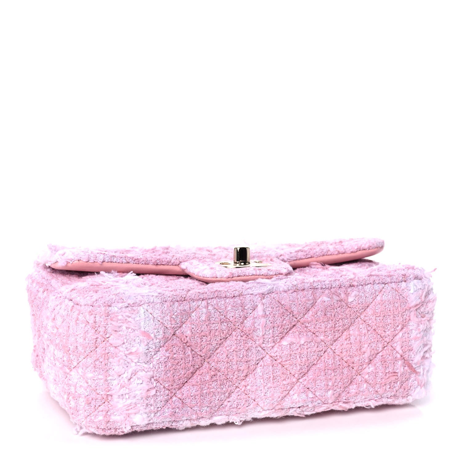 Chanel Tweed Quilted Mini Rectangular Flap Light Pink White 4 of 11