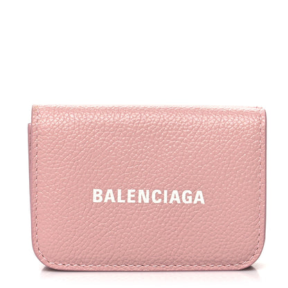 Balenciaga Grained Calfskin Logo Everyday Mini Wallet Pink 1 of 11