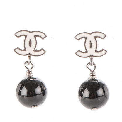 Chanel Enamel Resin CC Drop Earrings Black White 1 of 4