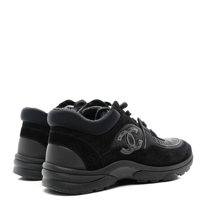 Chanel Fabric Calfskin Suede CC Sneakers 36 Black 4 of 8