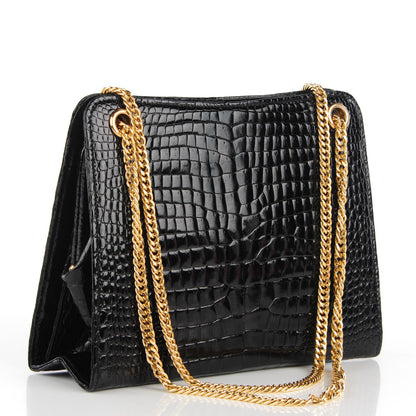 Gucci Shiny Crocodile Chain Tote Black 3 of 6