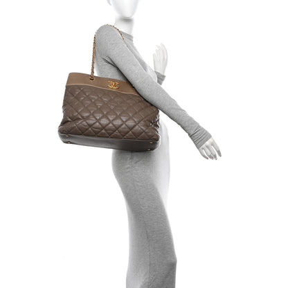 Chanel Calfskin Quilted Large Soft Elegance Tote Beige 2 of 14