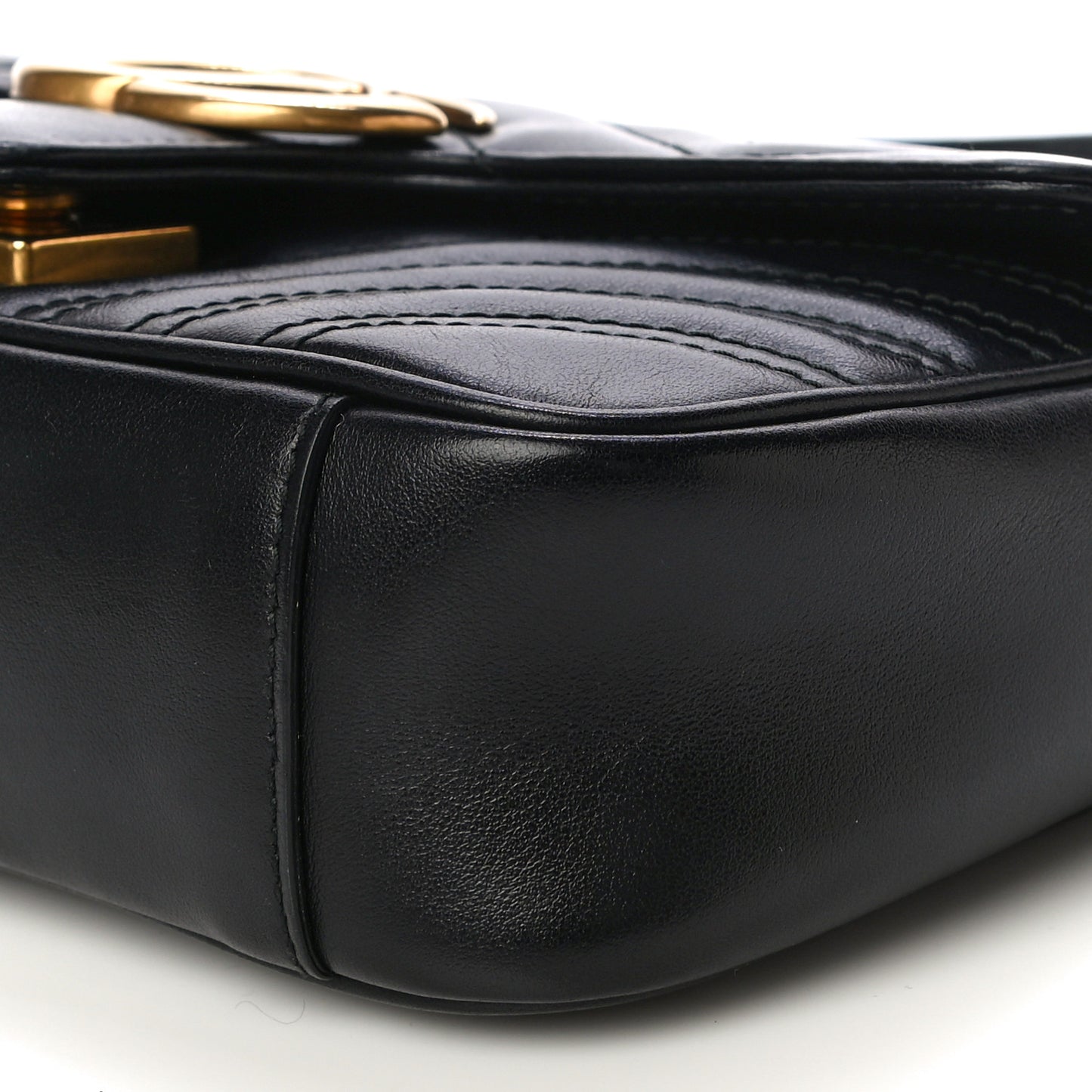 Calfskin Matelasse Mini GG Marmont Shoulder Bag Black
