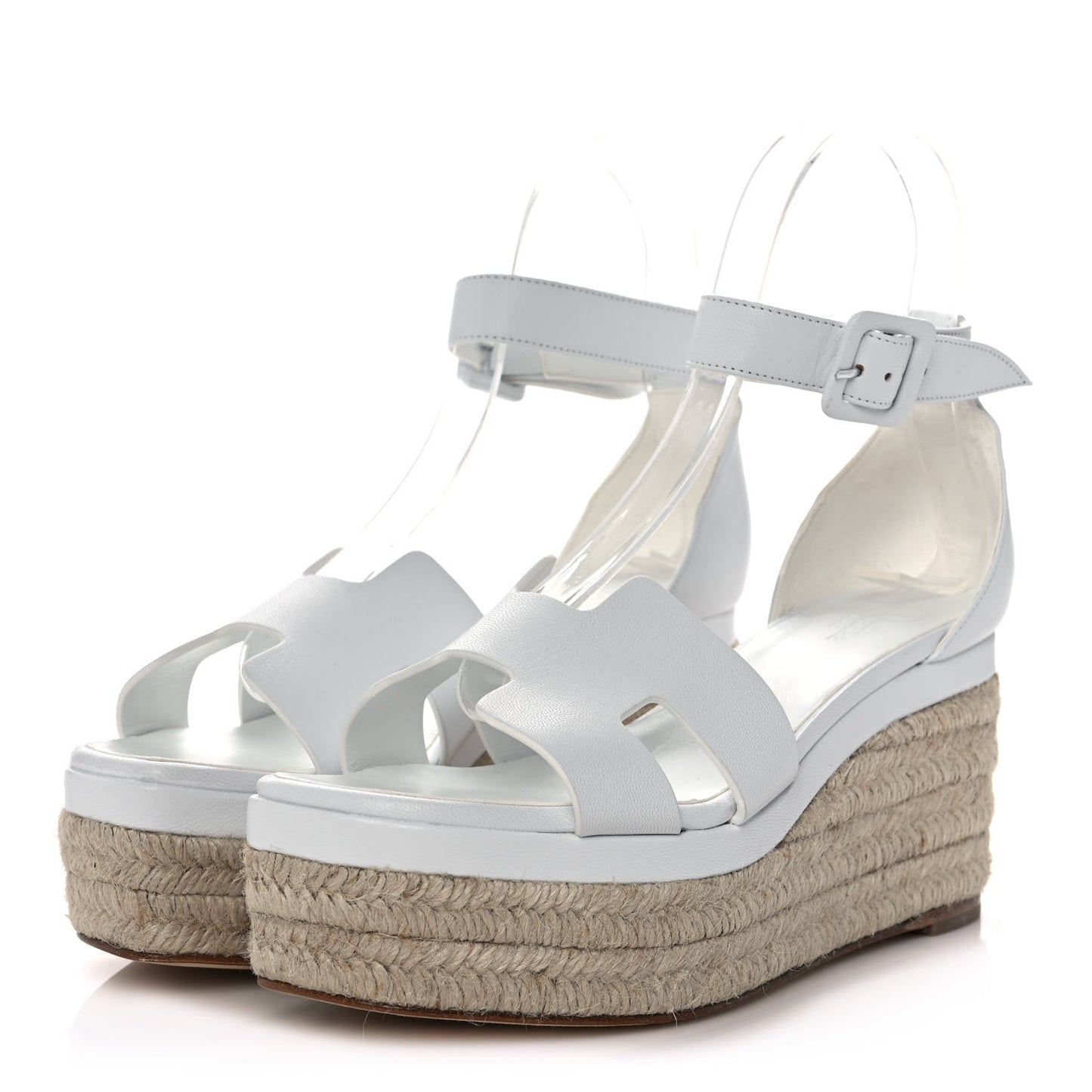 Goatskin Elda Espadrille Wedge Sandals 37 White
