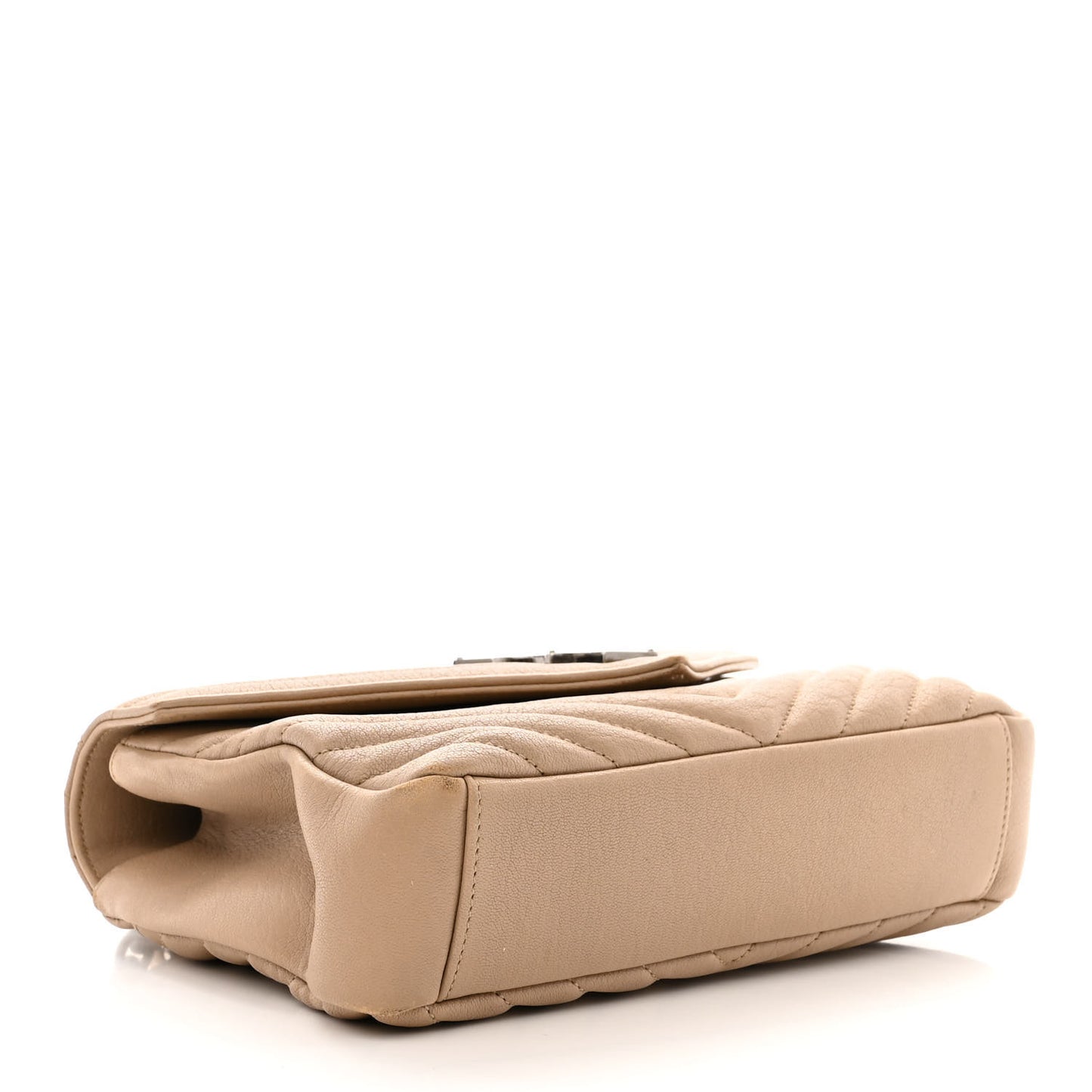 Sheepskin Matelasse Chevron Monogram Medium College Bag Dark Beige