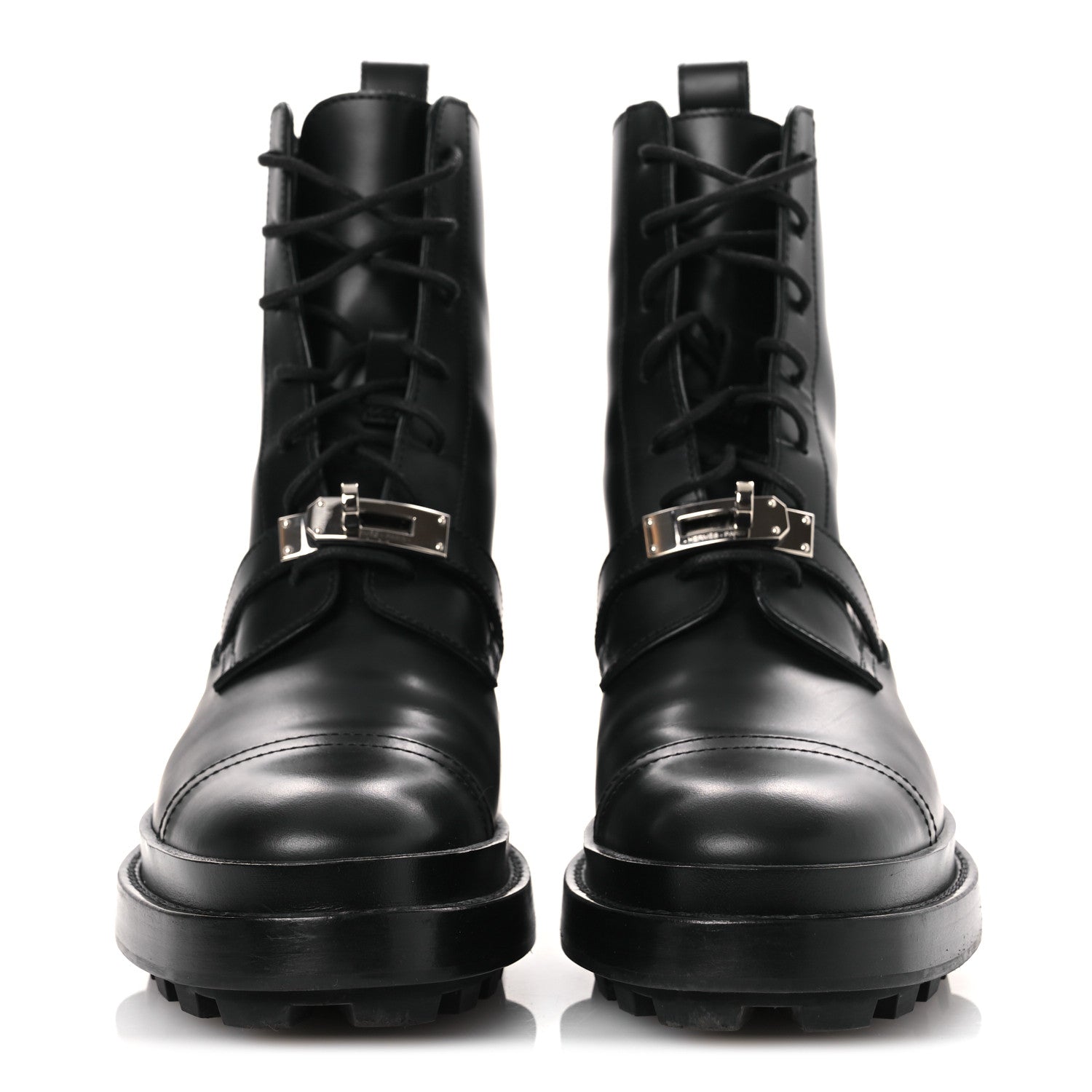 Hermes Glossed Calfskin Funk Ankle Boots 36 Black 3 of 11