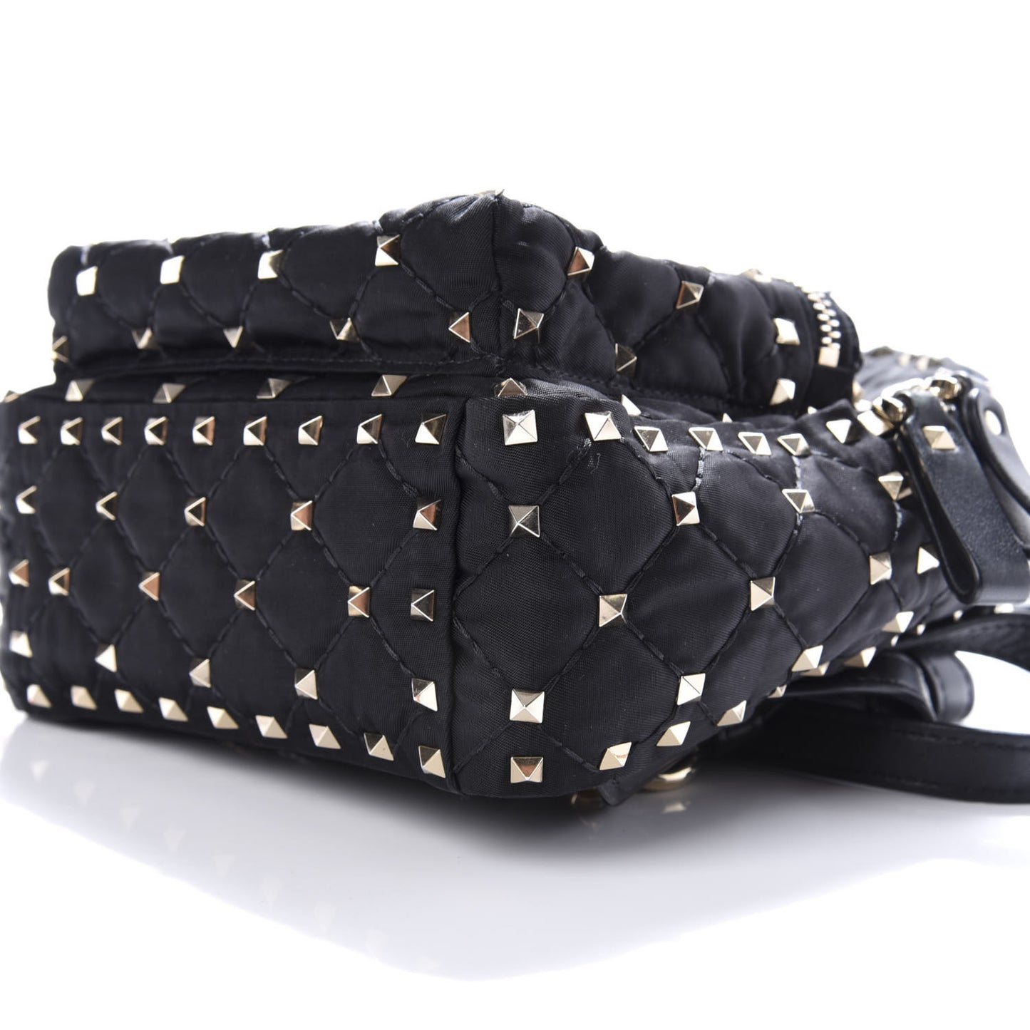 Nylon Quilted Mini Rockstud Spike Backpack Black